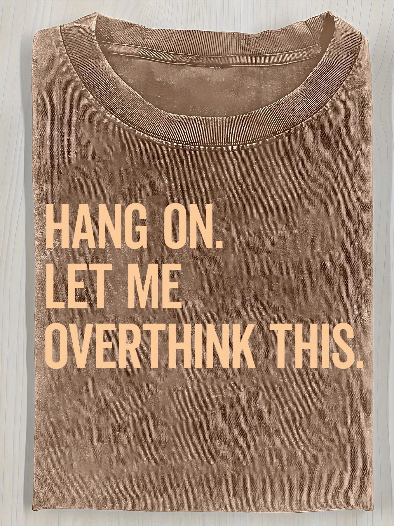 1pc Vintage Washed "Wait a Minute, Let Me Think About It" Print Short Sleeve T-Shirt | Casual Street Style, Round Neck, Perfect Gift for Men, Summer Essential, Machine Washable, Durable Knitted Fabric