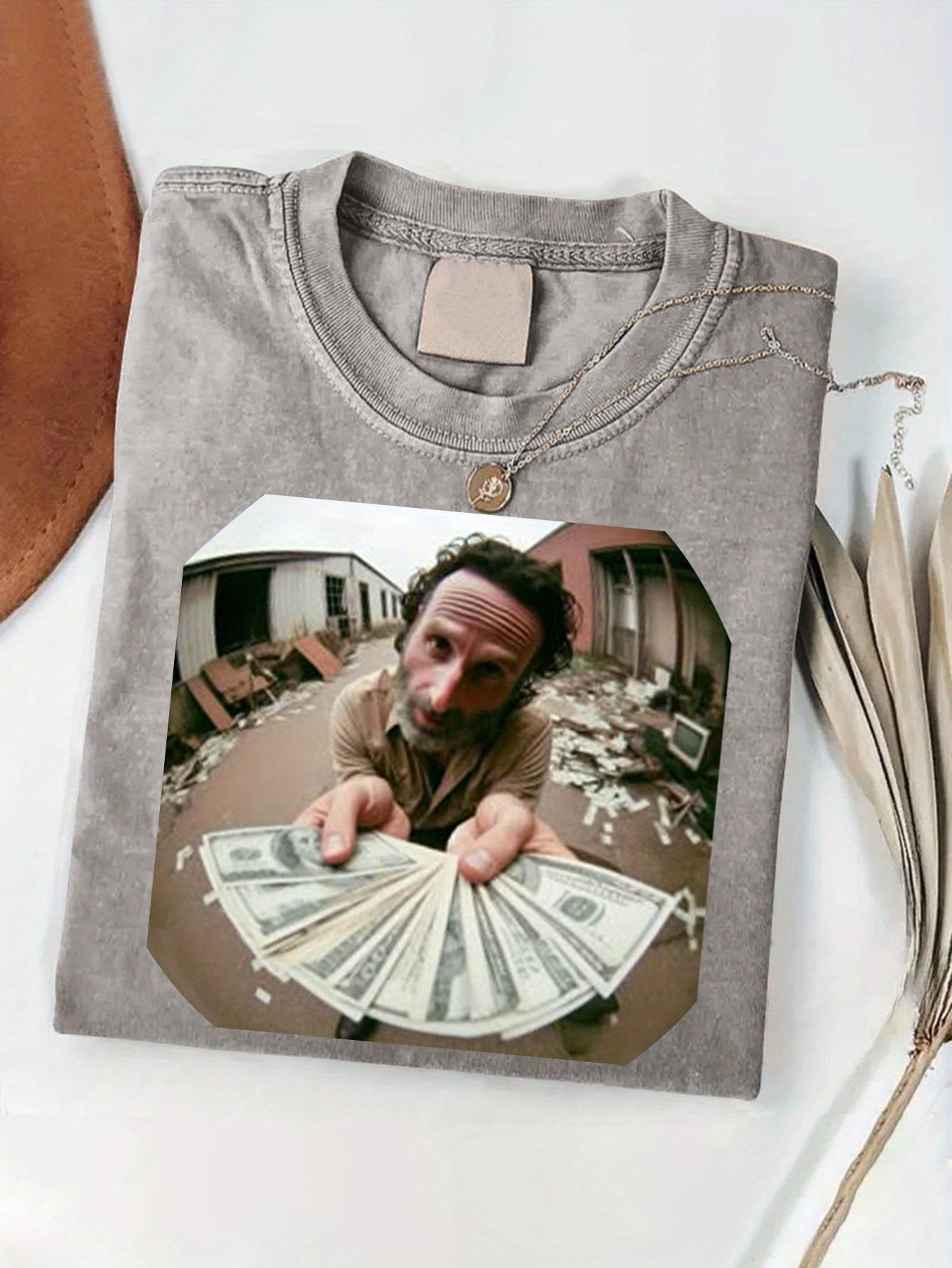 230g Heavyweight Vintage Washed Double-Sided Print T-Shirt | One Piece, Pure, Crew Neck, All-Season, Casual Style, Simple and Casual, Geometric Pattern, Perfect for Adults, Slight Stretch Fabric, USD.