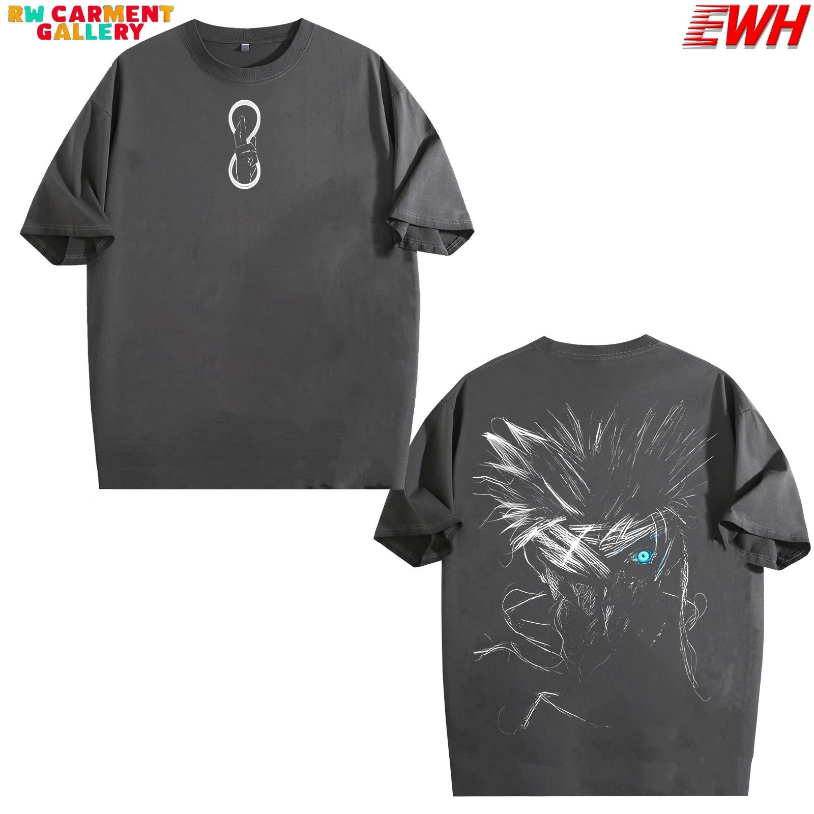 Gojo Satoru Limited BLue Eyes The Honor One Jujutsu Kaisen JJK Pattern T-shirt Double sided Printed Dirty Washed T-shirt Street Pattern T-shirt Sad Festival Christmas, Christmas gifts