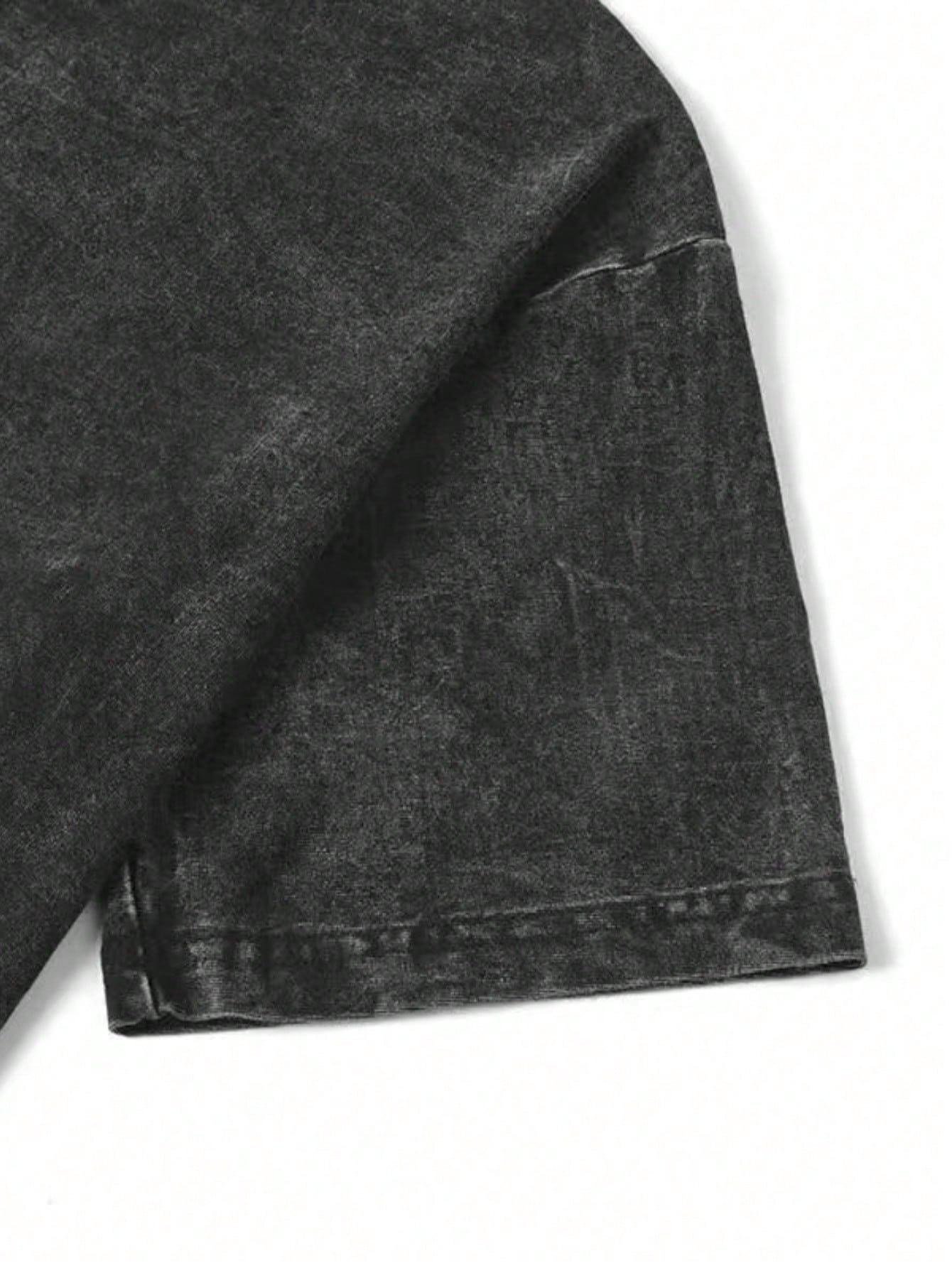 1 Piece Men's Black "Purple Rain" Prince Graphic Tee, Vintage Streetwear Retro Washed Printed Short Sleeve 230g Cotton T-Shirt, Summer Casual, Unisex Menswear Top