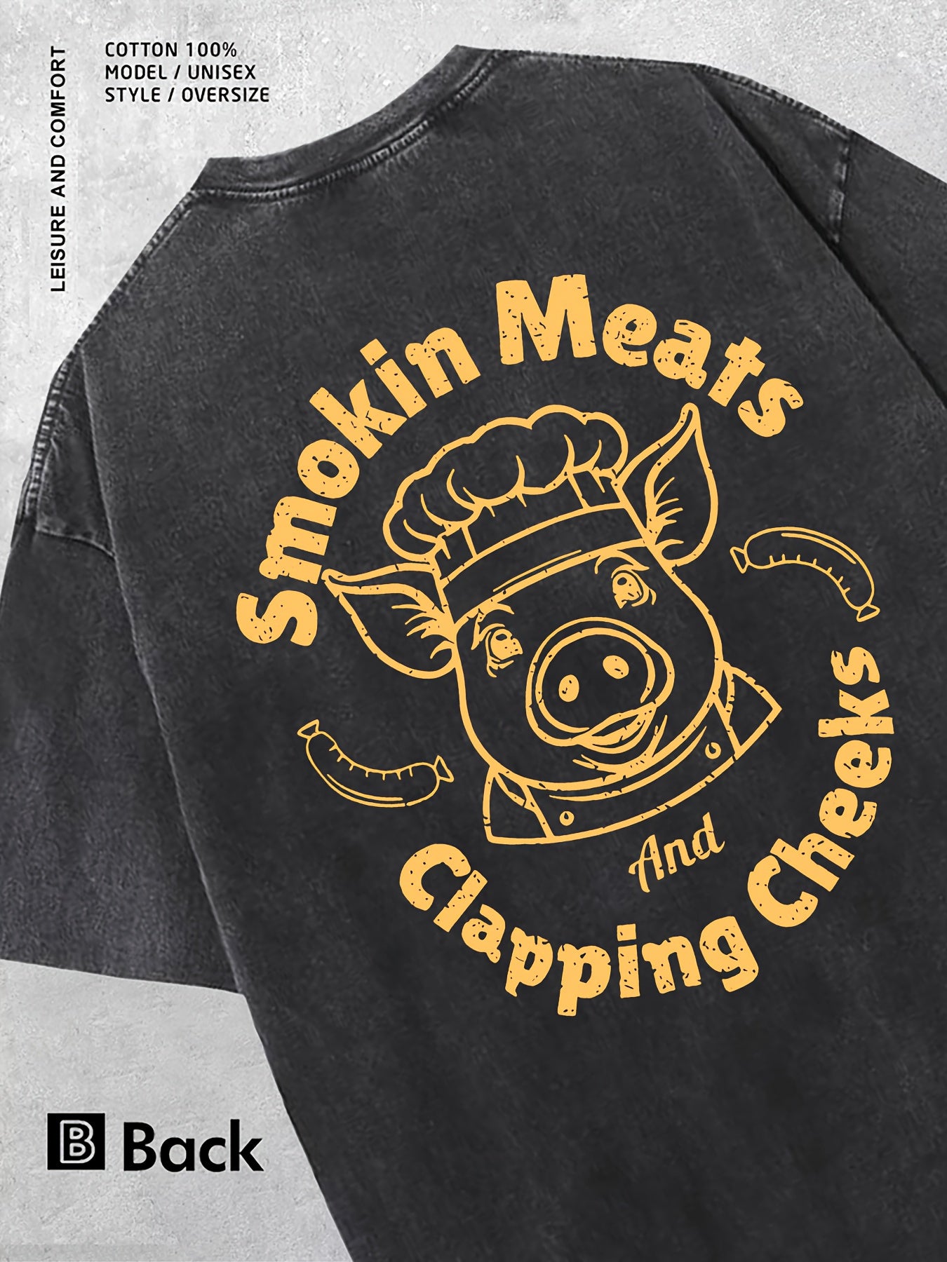 Men's Vintage Washed Cotton T-Shirt 230g - Old Row Block Print Short Sleeve Round Neck, Breathable Regular Fit Casual Streetwear Top, Machine Washable for all-Season Daily Wear & Urban Style (Suitable for Parties/Casual Outfits)