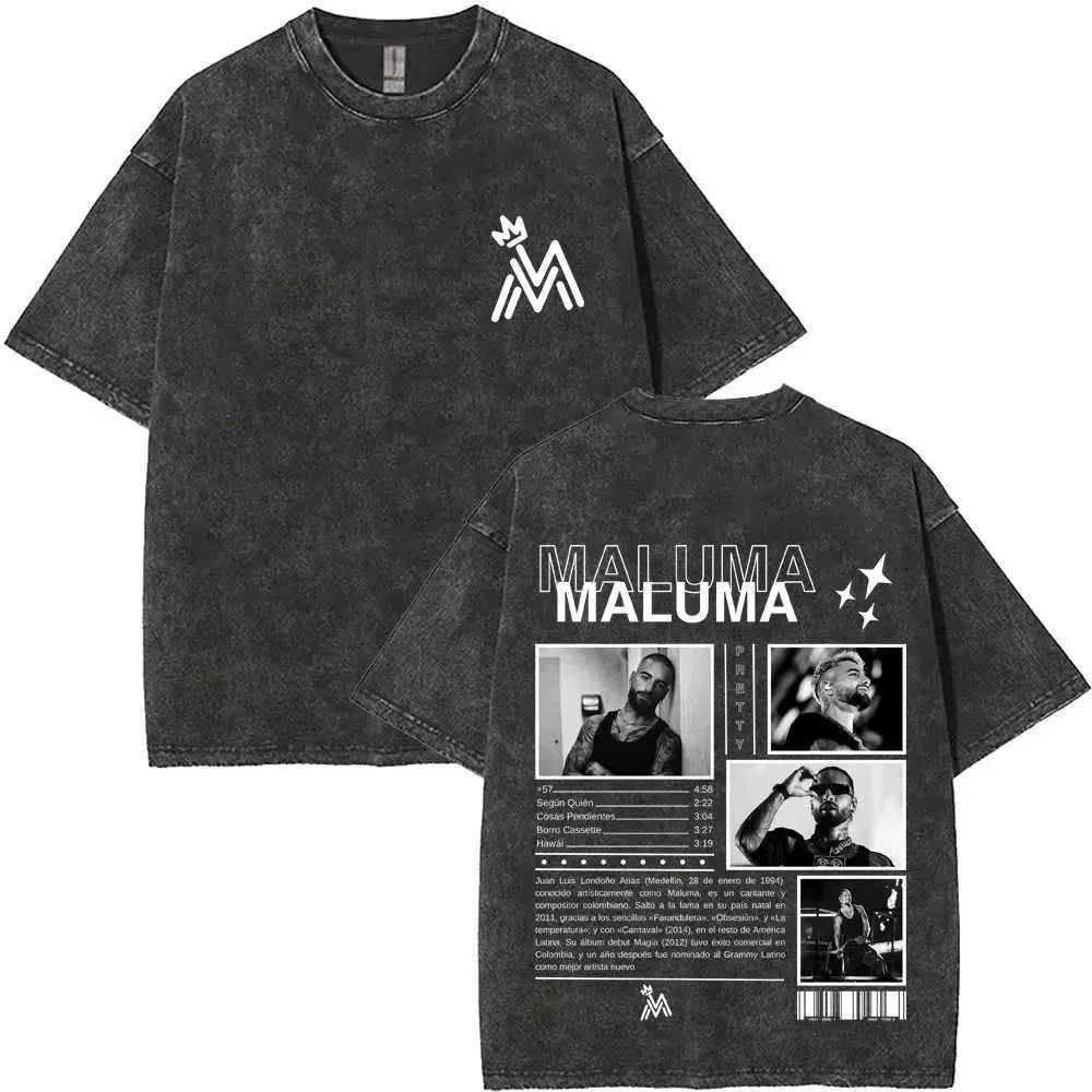 Vintage Washed Rapper Maluma Pretty Dirty Europet Tour 2025 T-shirt Men Women Fashion Oversized Tshirt Male Hip Hop Streetwear X250403