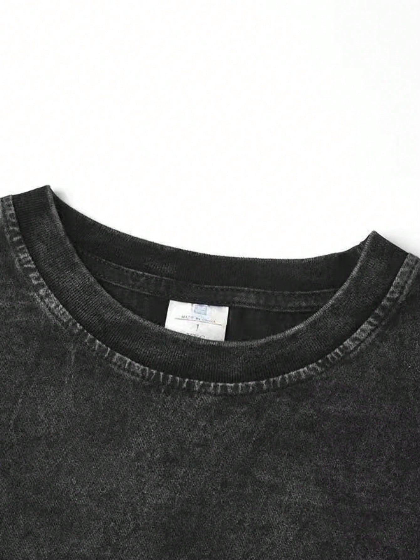 1pc, 230G Double-Sided Water Wash, Created with a Purpose Travel Sports, Washed Printed T-Shirt 230G, High-Quality Batik Cotton Retro Fashion Brand T-Shirt, a Certain Thickness Suitable for Summer T-Shirts, Holiday Gifts.