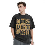 Men's T Shirts Harajuku Washed Aespas Dirty Work 2025 Kpop Outfit Novelty Shirt Oversize Streetwear Cotton Printed Tops Tees