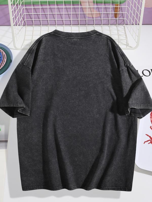 Men's 230G Heavyweight Double-Sided Washed T-Shirt - "Dirty" Graphic Print with Vintage Truck Design, Round Neck Regular Fit Short Sleeve Tee for All-Season Casual Outdoor Hiking & Holiday Gifts