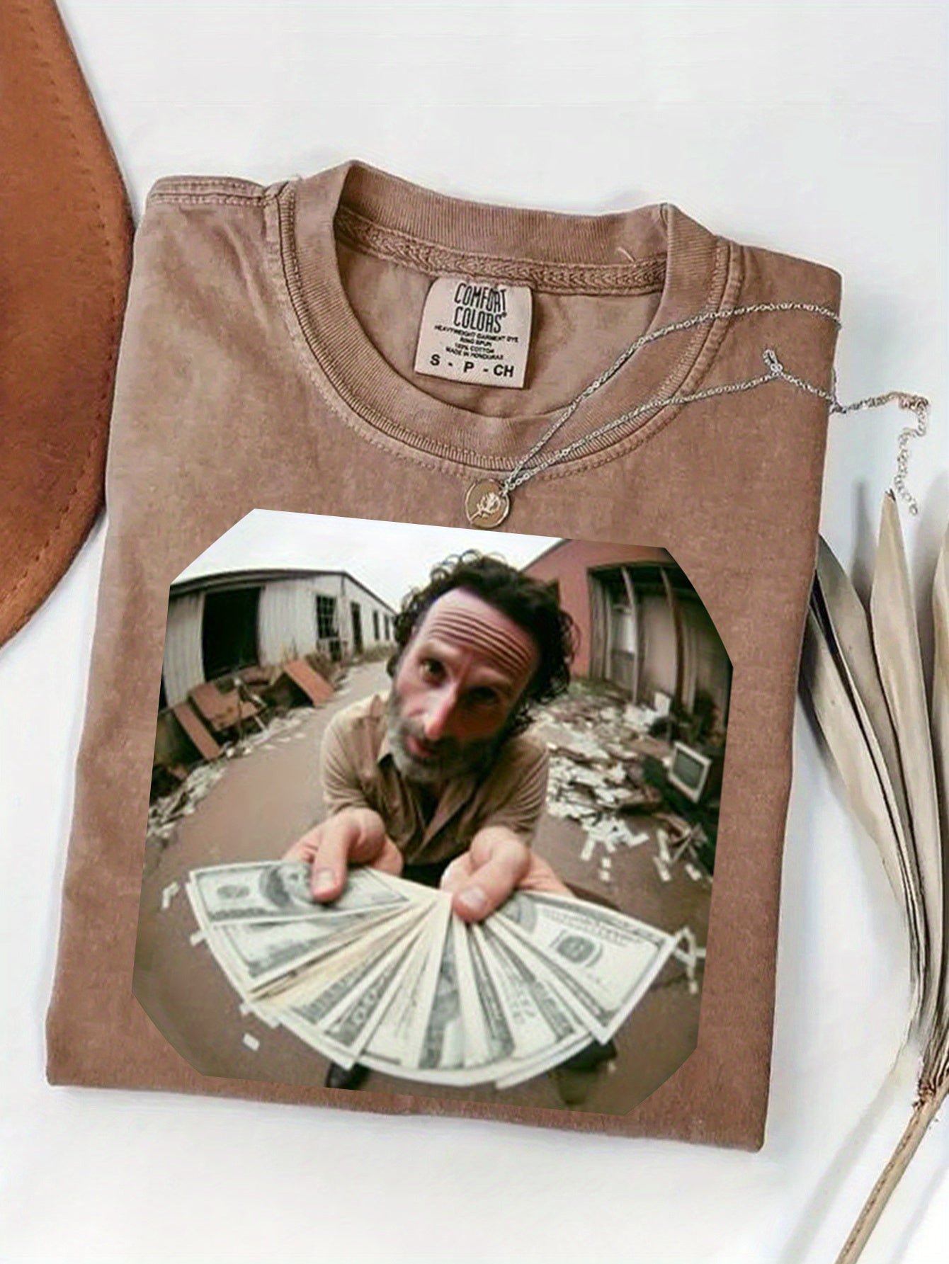 230g Heavyweight Vintage Washed Double-Sided Print T-Shirt | One Piece, Pure, Crew Neck, All-Season, Casual Style, Simple and Casual, Geometric Pattern, Perfect for Adults, Slight Stretch Fabric, USD.