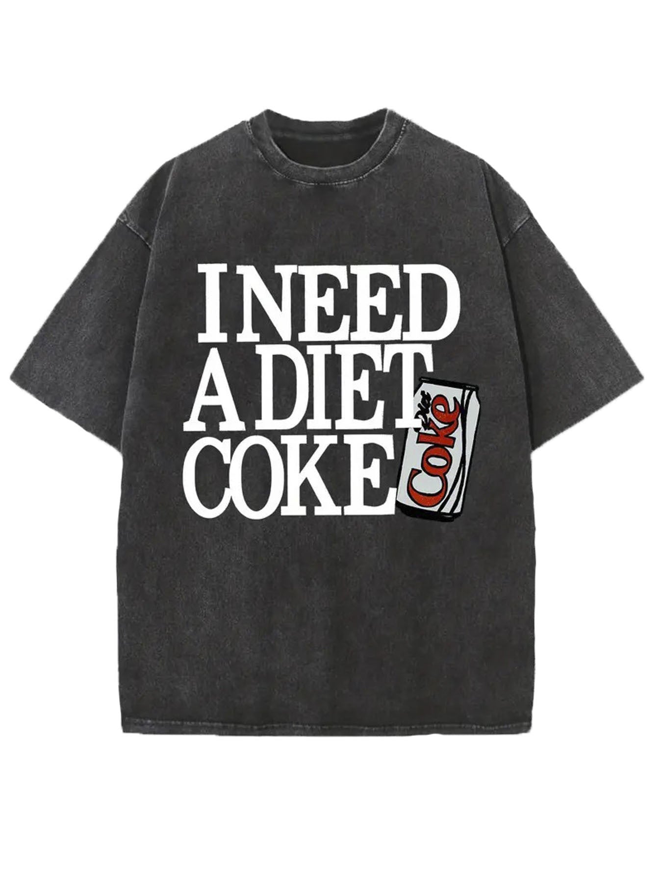 1pc Funny "I Need a Diet Choke" Slogan T-Shirt - 230gsm Heavy Washed 100% Cotton Vintage Streetwear Tee, Classic Crew Neck Casual Humor Top for Year-Round Wear