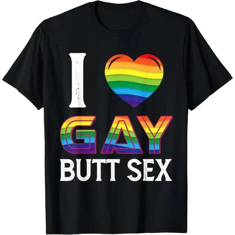 [100% Cotton] I Love Gay Butt Sex a Dirty Adult Homosexual a Rainbow Heart T-Shirt,Made in USA Tshirt Top