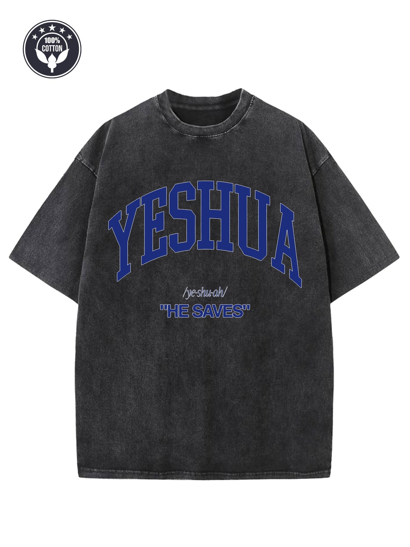 Men's Vintage 'Jesus Saves' T-Shirt - Heavyweight 230gsm 100% Cotton, Lavender Washed Retro Street Style with Drop Shoulder & Ribbed Collar, Oversized Casual Fit for Faith Apparel, Hip-Hop Outfits & Daily Wear