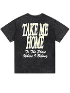 Eyesoul Take Me Home Dirtyfit T-Shirt Short-Sleeved Washed Denim Fashion Summer Cotton Stylish Design Tee