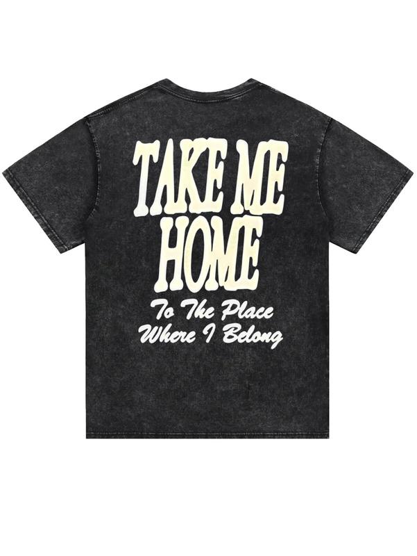 Eyesoul Take Me Home Dirtyfit T-Shirt Short-Sleeved Washed Denim Fashion Summer Cotton Stylish Design Tee