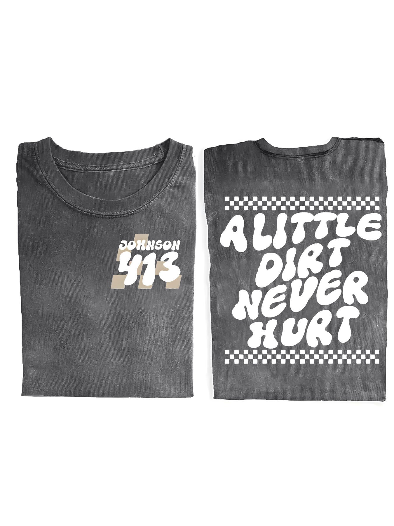 Men's 230g Heavyweight Vintage Cotton T-Shirt - Distressed Black/White Plaid & "A Little Stain Is Okay" Print, Regular Fit Short Sleeve Tee for Gym, Outdoor, Casual Wear - Machine Washable Summer Essential