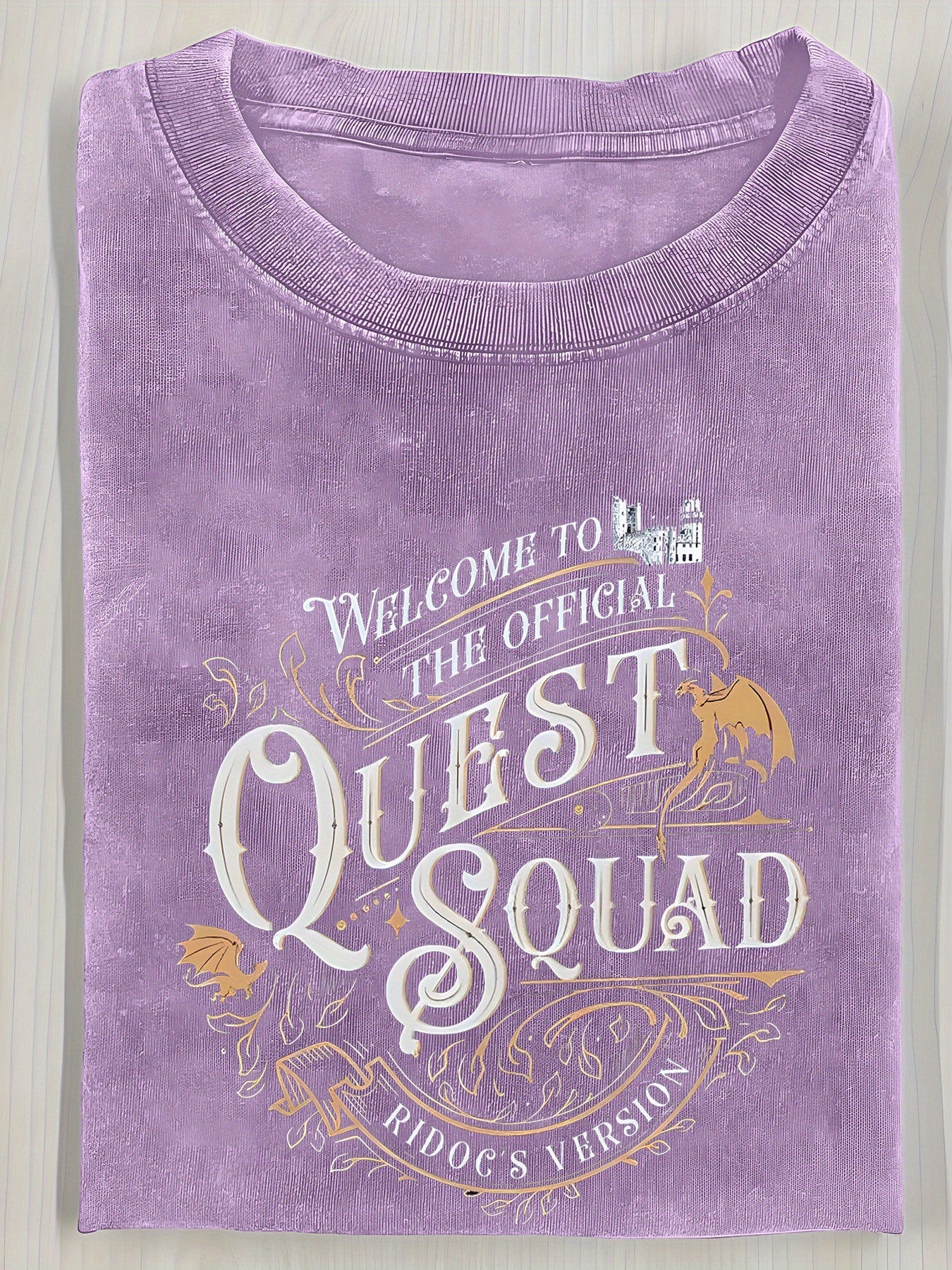 1pc, RidgeDog Vintage Style 'Quest Squad' Men's Graphic, 230g Washed Cotton, Casual Loose Fit, Short Sleeve, Crew Neck, Perfect Summer or Holiday Gift, Casual Wear| Loose Fit Shirt| Soft Textured