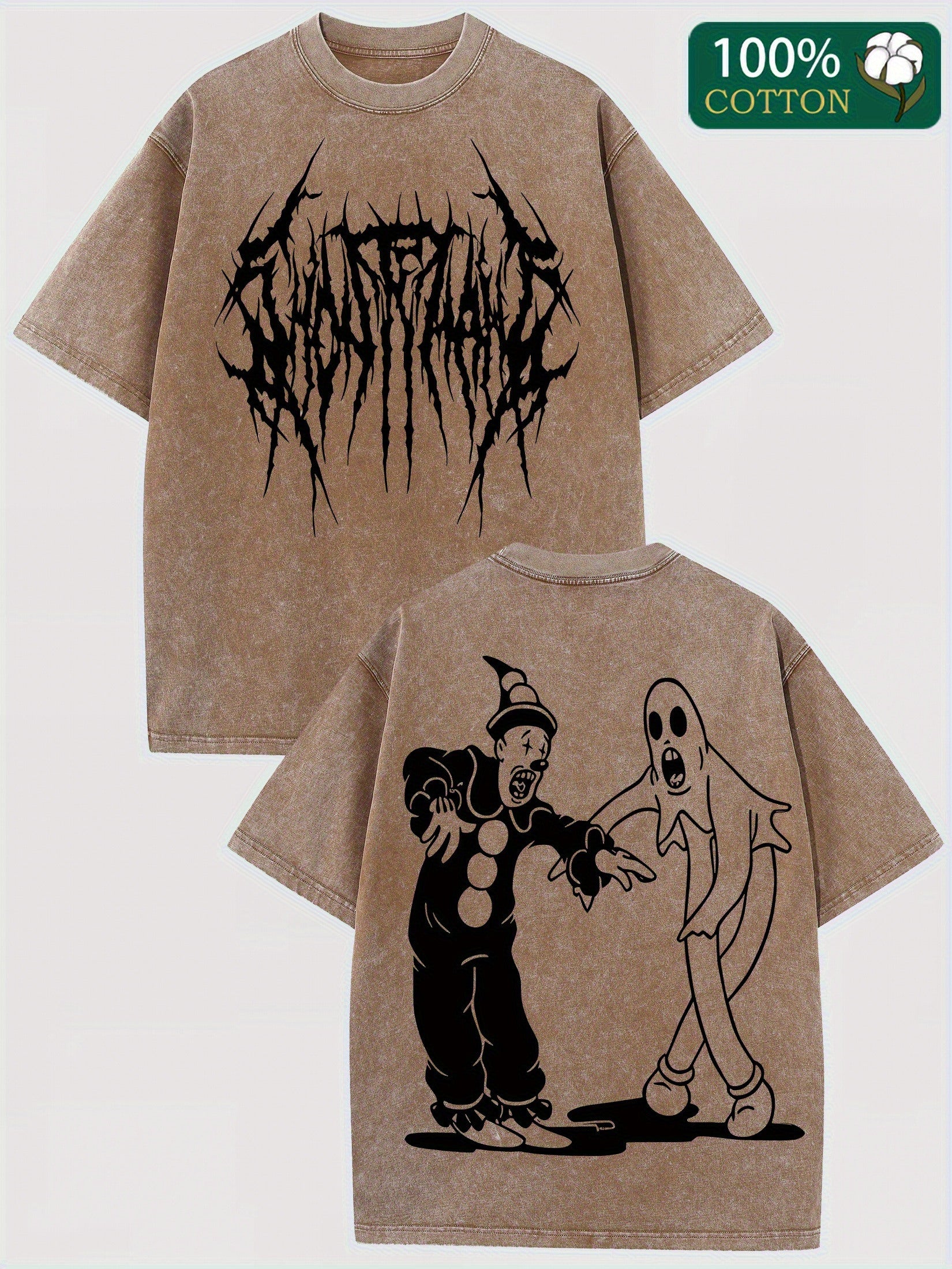 Vintage Distressed 100% Cotton T-Shirt - Casual Short Sleeve Round Neck Tee with Aged Style, Breathable & Machine Washable, Versatile for all-Season Wear, Iconic Casual Look