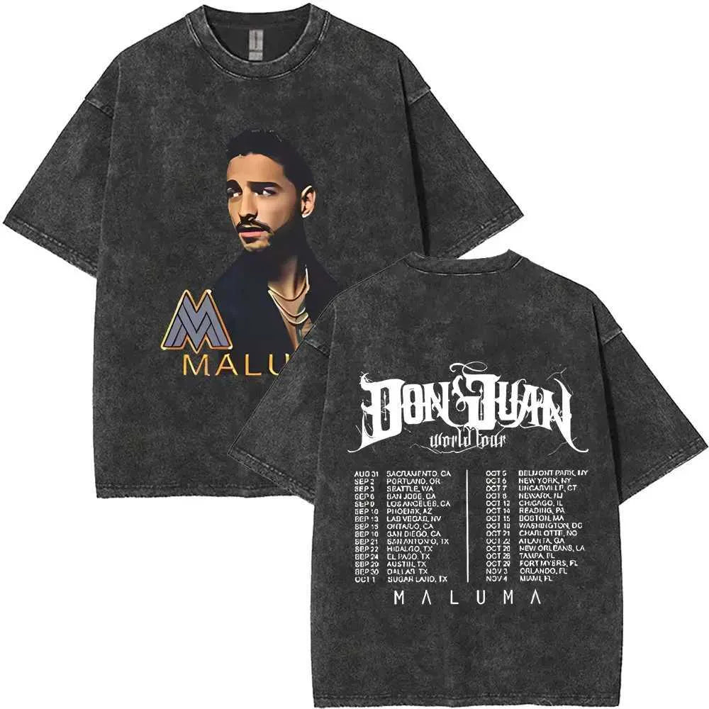 Vintage Washed Rapper Maluma Pretty Dirty Europet Tour 2025 T-shirt Men Women Fashion Oversized Tshirt Male Hip Hop Streetwear X250403