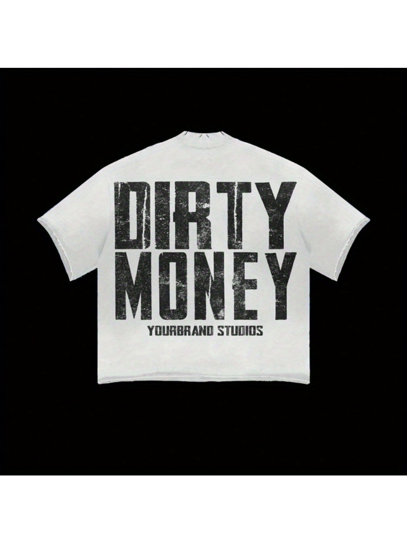 Men'S Heavyweight 180gsm Cotton T-Shirt - Vintage Y2K Graphic Tee with Statue of Liberty & Dirty Money Text - Loose Fit Crewneck Shirt for Everyday Streetwear - All-Season Casual Top (Machine Washable), Urban Style, Bold Print, Durable Construction, State