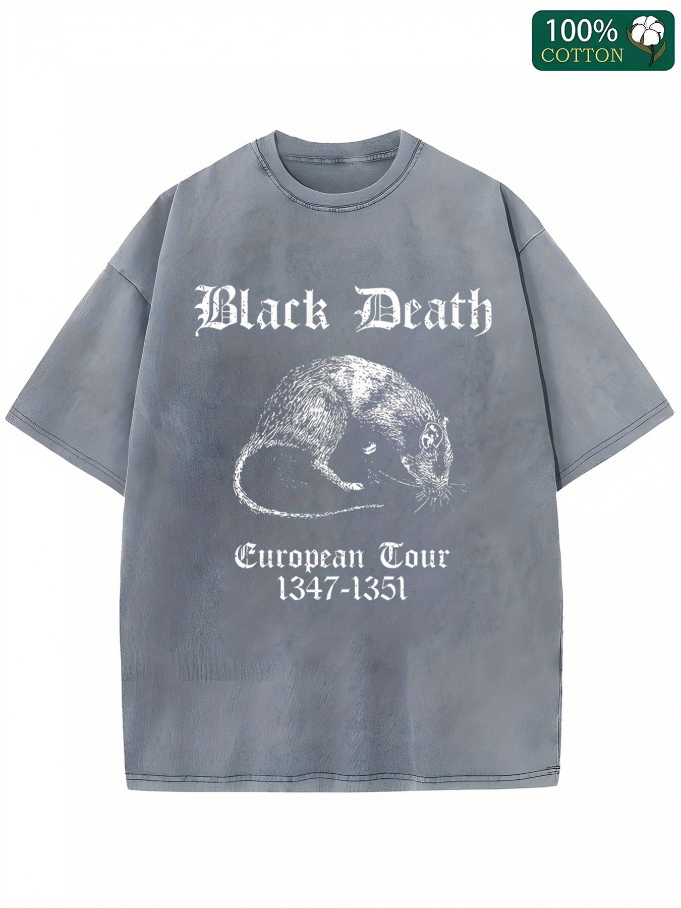 1pc, 230g Washed, Vintage Letter Print, High-Quality Wax Print Cotton Vintage Fashion Brand, Suitable for Summer, Has a Certain Thickness, Holiday Gift, Summer Fashion, Seasonal Clothing, Retro Style, Classic Design, Soft Texture, Highquality Fabric