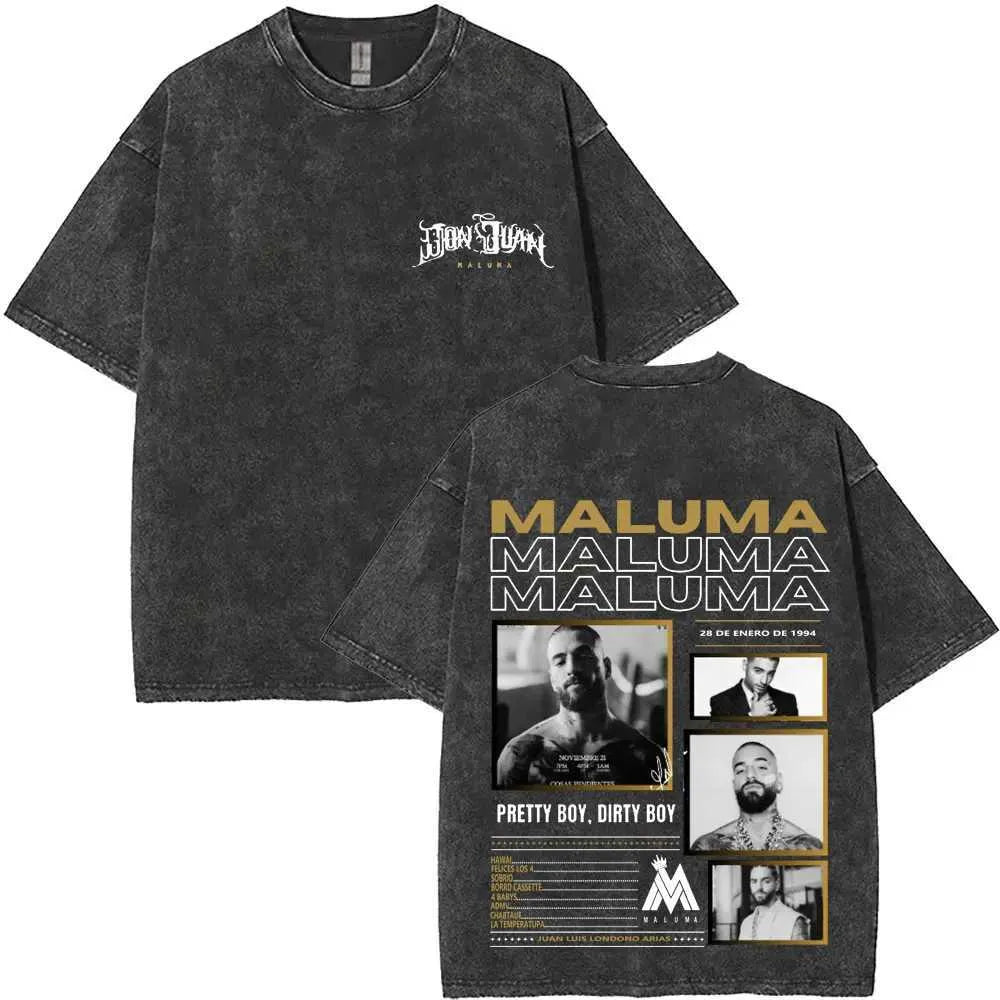 Vintage Washed Rapper Maluma Pretty Dirty Europet Tour 2025 T-shirt Men Women Fashion Oversized Tshirt Male Hip Hop Streetwear X250403