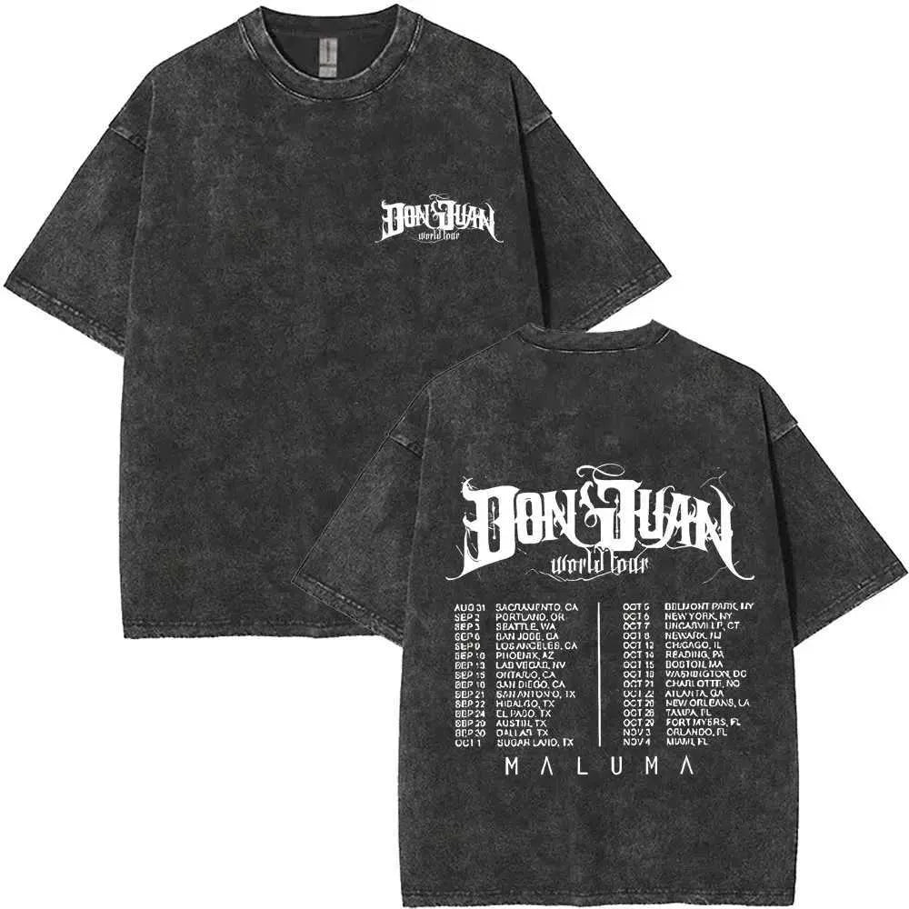 Vintage Washed Rapper Maluma Pretty Dirty Europet Tour 2025 T-shirt Men Women Fashion Oversized Tshirt Male Hip Hop Streetwear X250403
