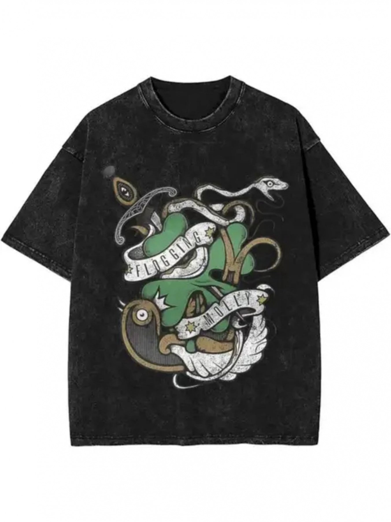 Men's & Unisex Vintage Washed Cotton T-Shirt - Heavyweight 250gsm Black Retro Streetwear Tee with Round Neck, Short Sleeve & Casual Style for Year-Round Wear, Machine Washable for Easter, Halloween, Thanksgiving - Neutral Palette for all