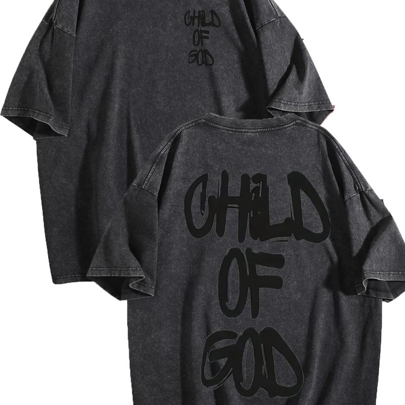 1 Piece, 230G Double-Sided Washed, Oversized Shoulder1 Piece, Washed Printed T-Shirt 230g, High-Quality Batik Cotton Retro Fashion Brand T-Shirt, A Certain Thickness Suitable For Summer T-Shirts, Holiday Gifts.