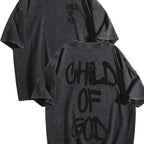 1 Piece, 230G Double-Sided Washed, Oversized Shoulder1 Piece, Washed Printed T-Shirt 230g, High-Quality Batik Cotton Retro Fashion Brand T-Shirt, A Certain Thickness Suitable For Summer T-Shirts, Holiday Gifts.