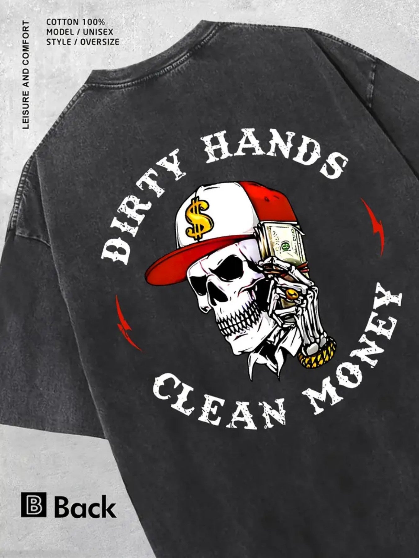 Men's Heavyweight 230g Washed Cotton T-Shirt - Vintage Distressed Loose Fit Crew Neck, Casual & Halloween Shirt Suitable for Year-Round Wear, Machine Washable Retro Style Top