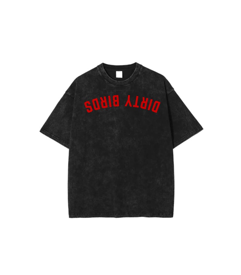DIRTY BIRDS Acid Wash T-Shirt | Atlanta Football Shirt | Black Red Game Day Tee | Unisex Fit | Atlanta Team Colors | Drop Shoulder Style