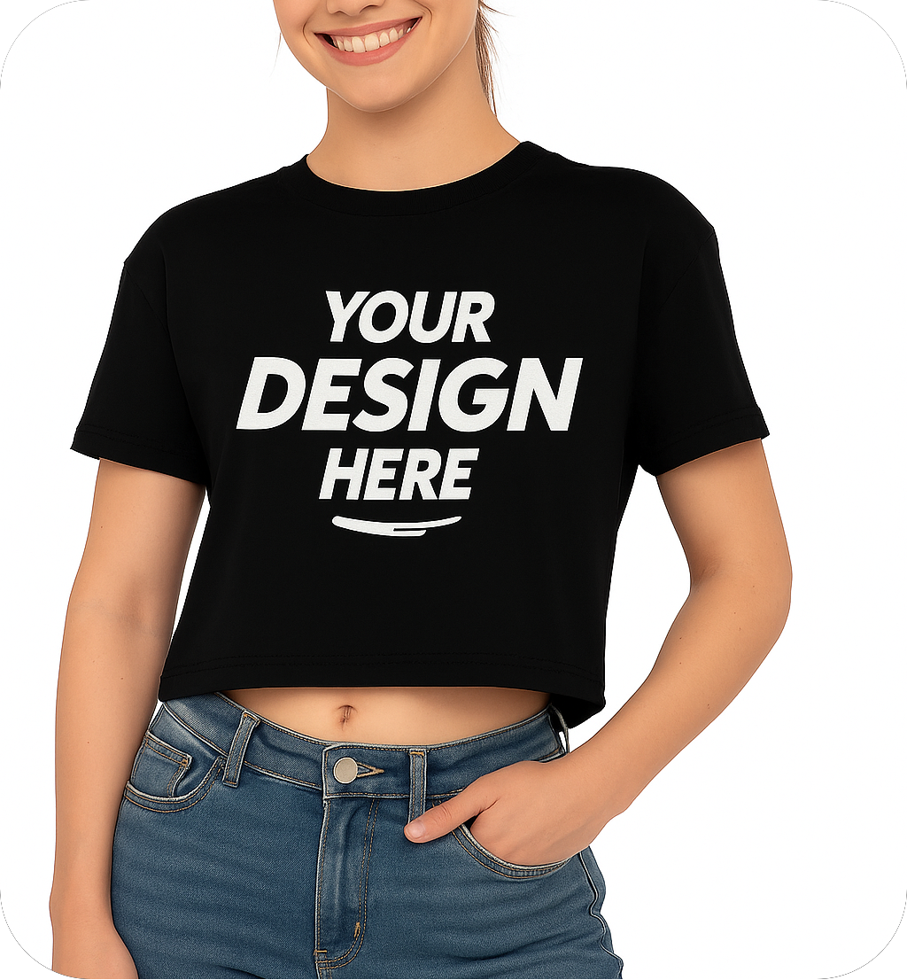 Women's 100% Cotton Cropped T-Shirt with Exposed Belly Button